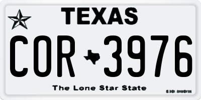 TX license plate COR3976