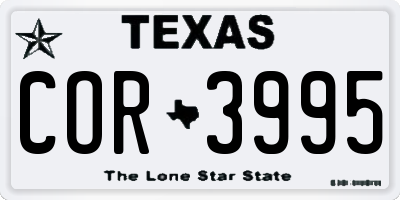 TX license plate COR3995