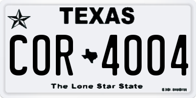 TX license plate COR4004