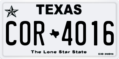 TX license plate COR4016