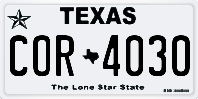 TX license plate COR4030