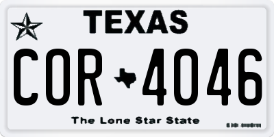 TX license plate COR4046