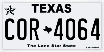 TX license plate COR4064