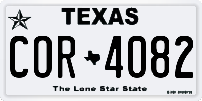 TX license plate COR4082