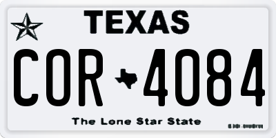 TX license plate COR4084