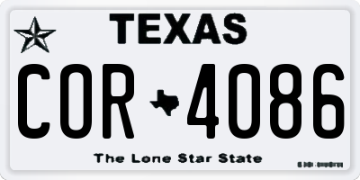 TX license plate COR4086