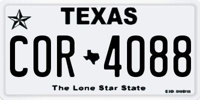 TX license plate COR4088
