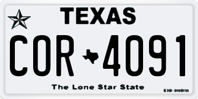 TX license plate COR4091