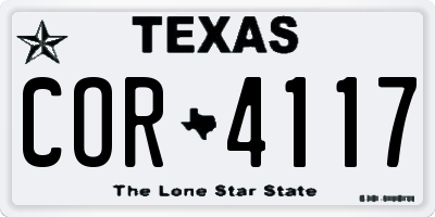 TX license plate COR4117