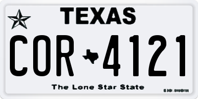 TX license plate COR4121