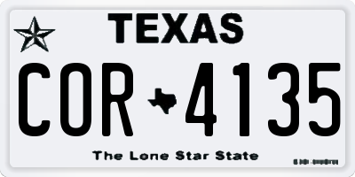 TX license plate COR4135