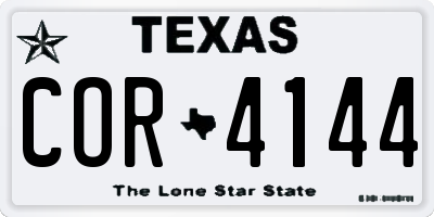 TX license plate COR4144