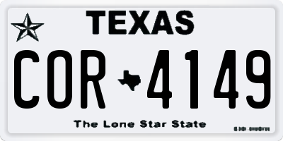 TX license plate COR4149