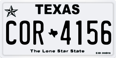 TX license plate COR4156