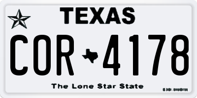 TX license plate COR4178