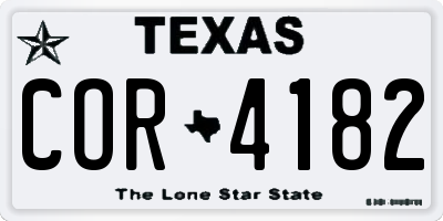 TX license plate COR4182