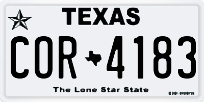 TX license plate COR4183