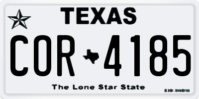 TX license plate COR4185
