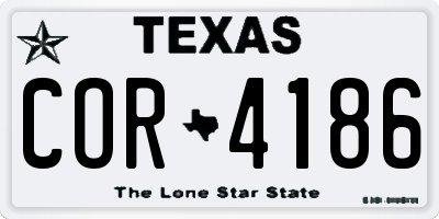 TX license plate COR4186