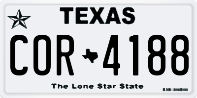 TX license plate COR4188