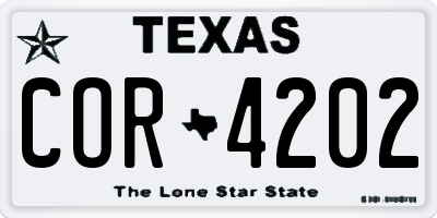 TX license plate COR4202