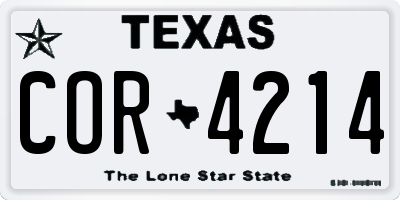 TX license plate COR4214