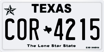 TX license plate COR4215