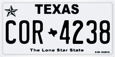 TX license plate COR4238