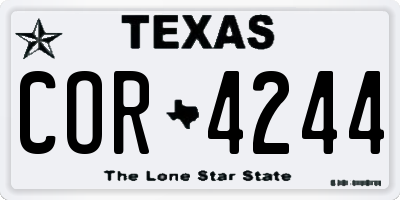TX license plate COR4244