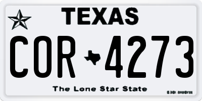 TX license plate COR4273