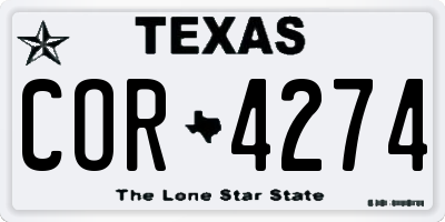 TX license plate COR4274
