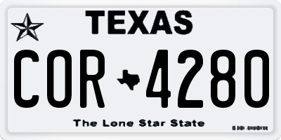 TX license plate COR4280