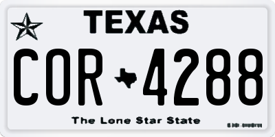 TX license plate COR4288