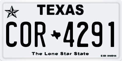 TX license plate COR4291