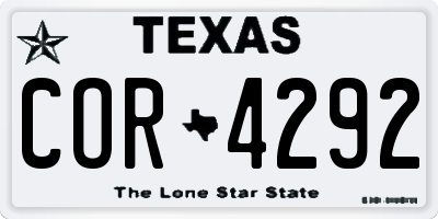 TX license plate COR4292
