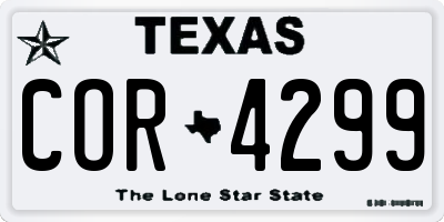 TX license plate COR4299