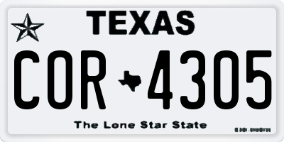 TX license plate COR4305