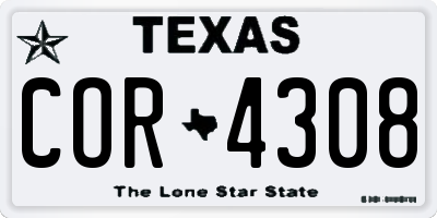 TX license plate COR4308