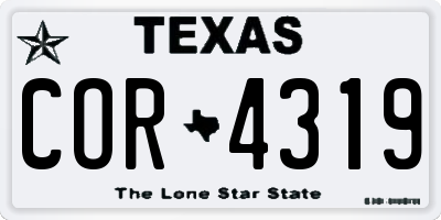 TX license plate COR4319