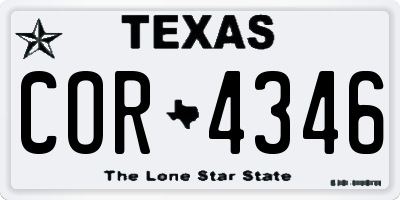 TX license plate COR4346