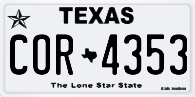 TX license plate COR4353