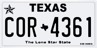 TX license plate COR4361