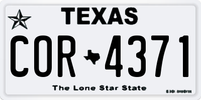 TX license plate COR4371