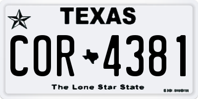 TX license plate COR4381