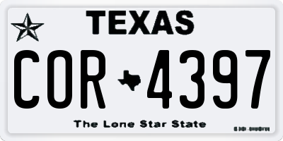 TX license plate COR4397