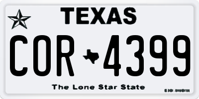 TX license plate COR4399