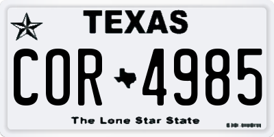 TX license plate COR4985