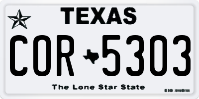 TX license plate COR5303