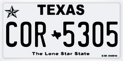 TX license plate COR5305