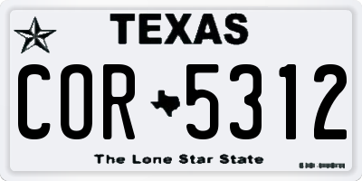 TX license plate COR5312